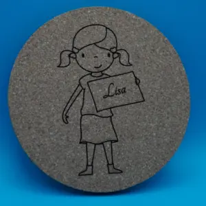 Alternative view of Personalisierter Korkuntersetzer „Schulmädchen"