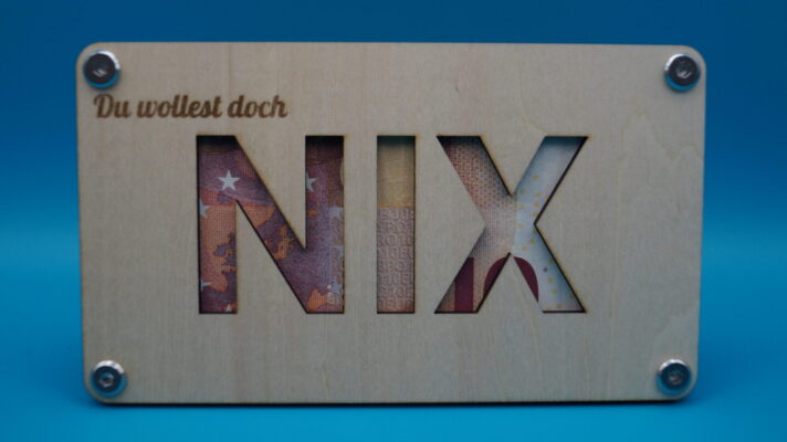 Origineller Geldgeschenkehalter „NIX“ 💰😆 – die perfekte, humorvolle Verpackung für dein Geldgeschenk! Hochwertig, nachhaltig & garantiert ein Hingucker!