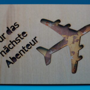 Originelles Geldgeschenk für Backpacker & Globetrotter ✈️🌍. Hochwertiger Holz-Geldhalter „Flugzeug“ – perfekt für Reisegeschenke & Weltentdecker!