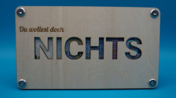 Origineller Geldgeschenkehalter NICHTS 💰😆–die perfekte, humorvolle Verpackung für dein Geldgeschenk! Hochwertig, nachhaltig & garantiert ein Hingucker!