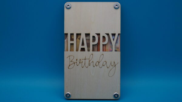 Kreatives Geldgeschenk Geburtstag 🎂💰. Holz-Geldhalter „Happy“ – stilvolle Verpackung für Geldgeschenke. Nachhaltig, edel & originell!