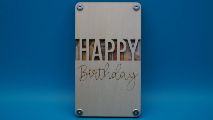 Kreatives Geldgeschenk Geburtstag 🎂💰. Holz-Geldhalter „Happy“ – stilvolle Verpackung für Geldgeschenke. Nachhaltig, edel & originell!