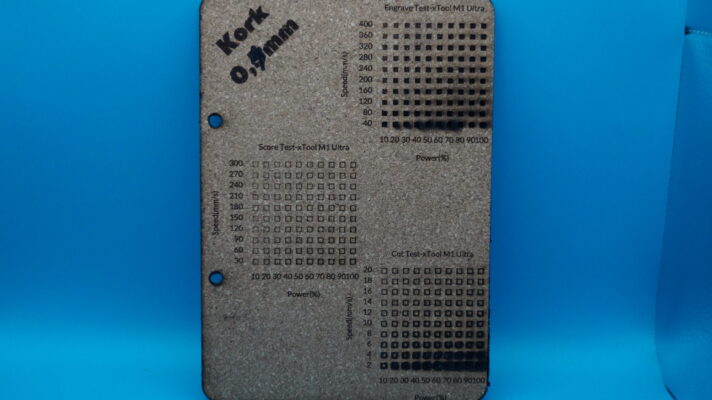 Kork Laserparameter für den xTool M1 Ultra (DIN A5 Testgrid)