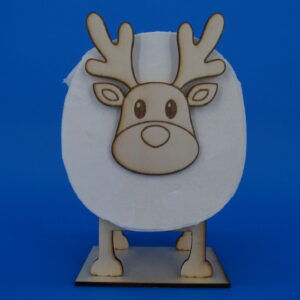 Lustiger Rentier-Holzaufsteller für WC-Rollen mit eingesetzter Klopapierrolle – dekorativer Bad-Hingucker aus Holz